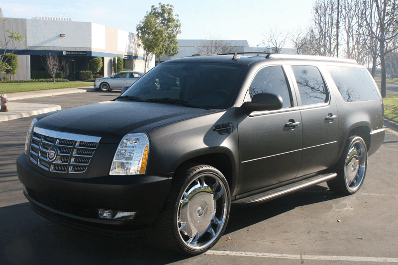 Matte Black Vehicle Wrap Cadillac Escalade